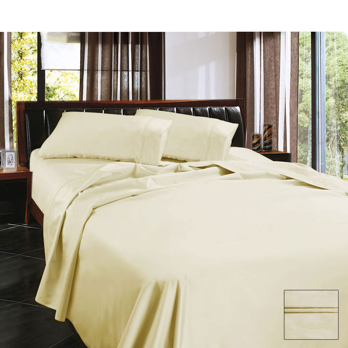 1450Tc Egyptian Cotton Sateen Sheet Set Cream Queen