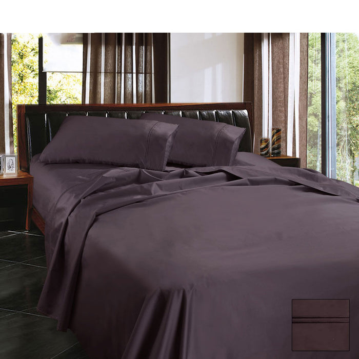 1450Tc Egyptian Cotton Sateen Sheet Set Eggplant Queen