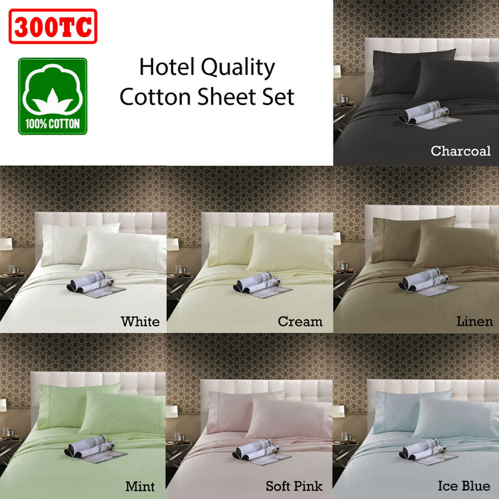 300Tc Cotton Sheet Set Charcoal Double