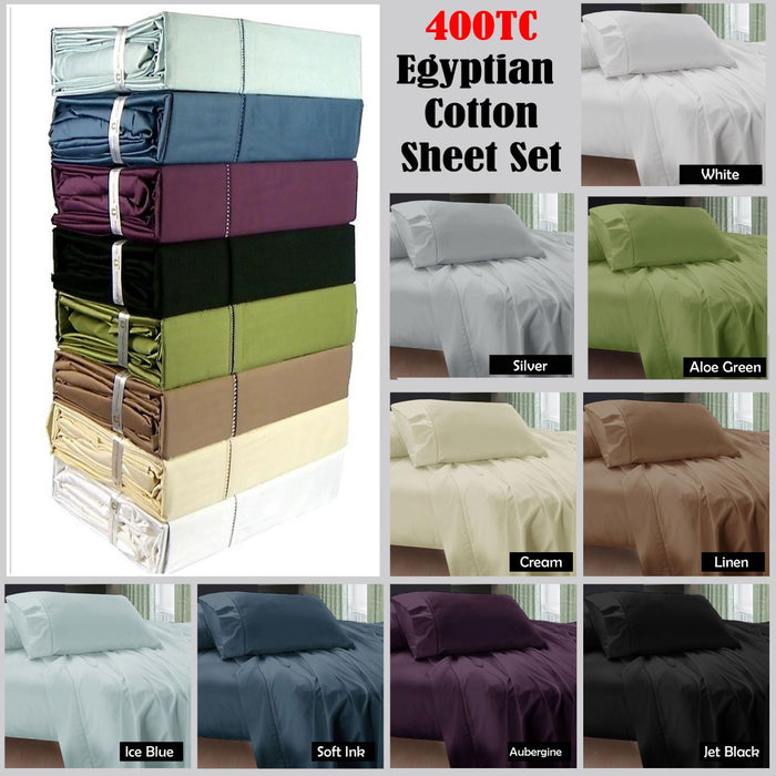 400Tc Egyptian Cotton Sheet Set Aloe Green Double