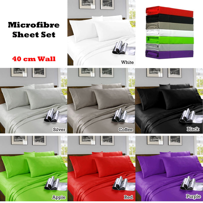Microfibre Sheet Set Coffee Double