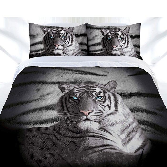 Blue Eyes Stripes Tiger Quilt Cover Set King