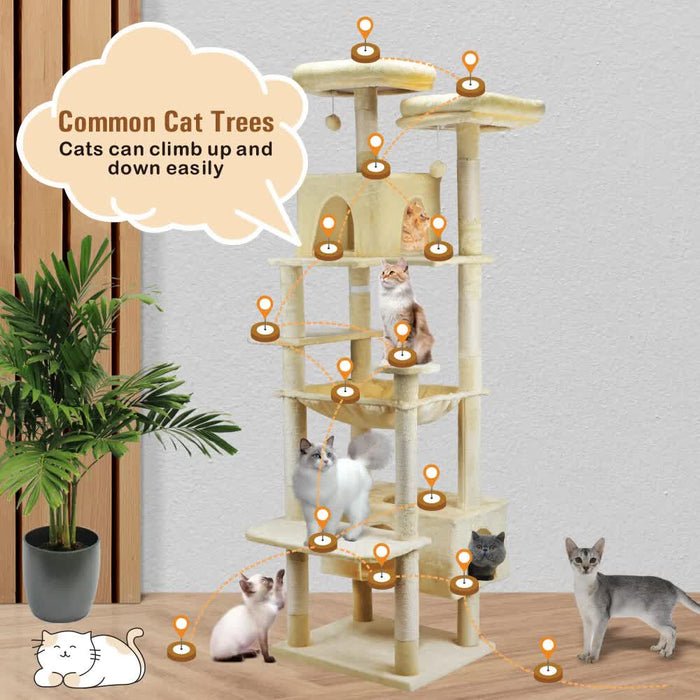 184Cm Road Cat Tree Tower Scratching Post Scratcher Condo With Big Hammock