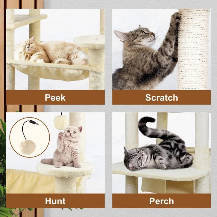 184Cm Road Cat Tree Tower Scratching Post Scratcher Condo With Big Hammock