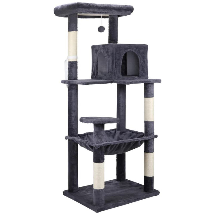 143Cm Cat Tree Scratching Post Scratcher Tower Condo House Furniture Wood