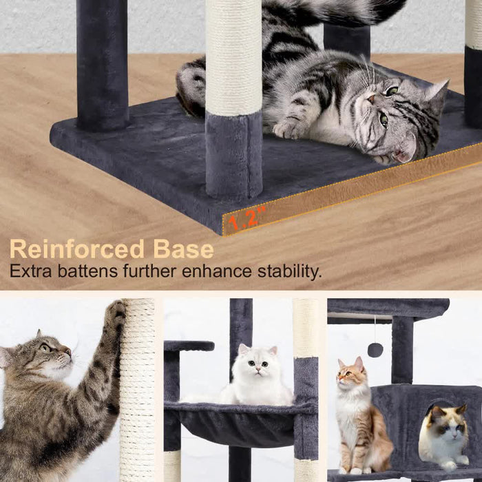 143Cm Cat Tree Scratching Post Scratcher Tower Condo House Furniture Wood
