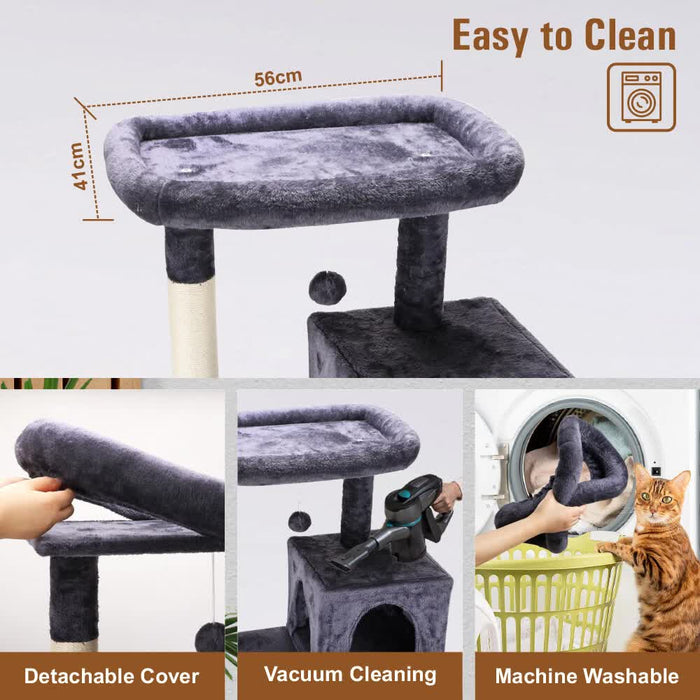 143Cm Cat Tree Scratching Post Scratcher Tower Condo House Furniture Wood