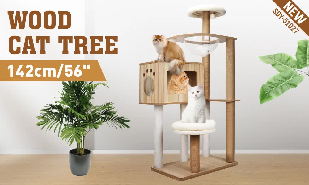 1.42M Cat Tree Tower Scratching Post Scratcher Cats Condo House Bed Furniture