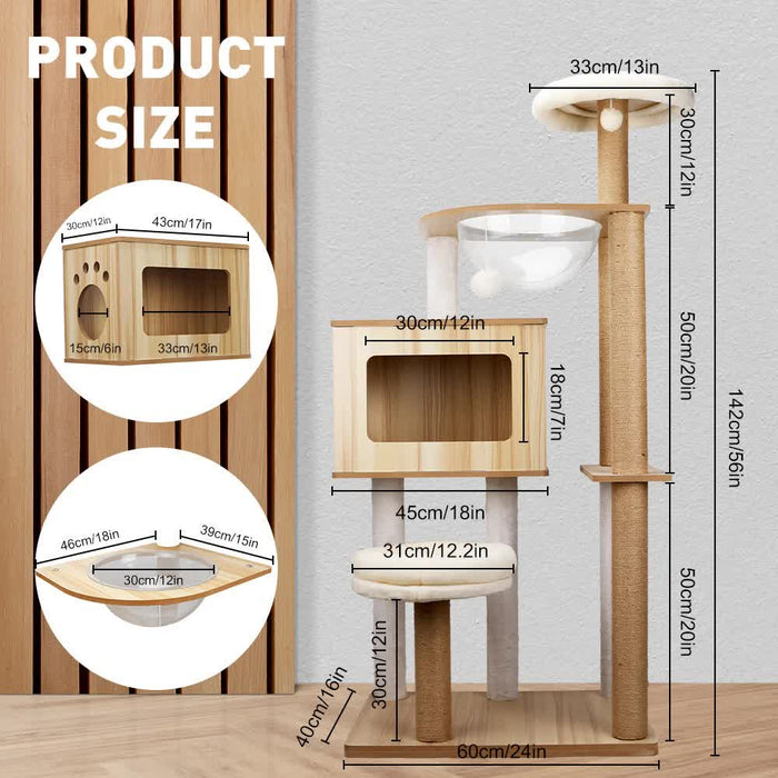 1.42M Cat Tree Tower Scratching Post Scratcher Cats Condo House Bed Furniture