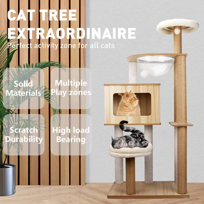 1.42M Cat Tree Tower Scratching Post Scratcher Cats Condo House Bed Furniture