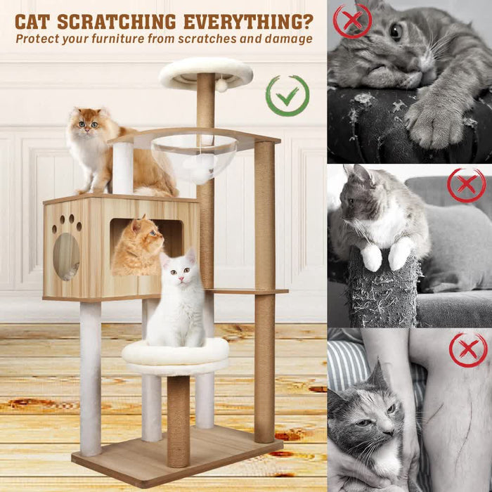 1.42M Cat Tree Tower Scratching Post Scratcher Cats Condo House Bed Furniture