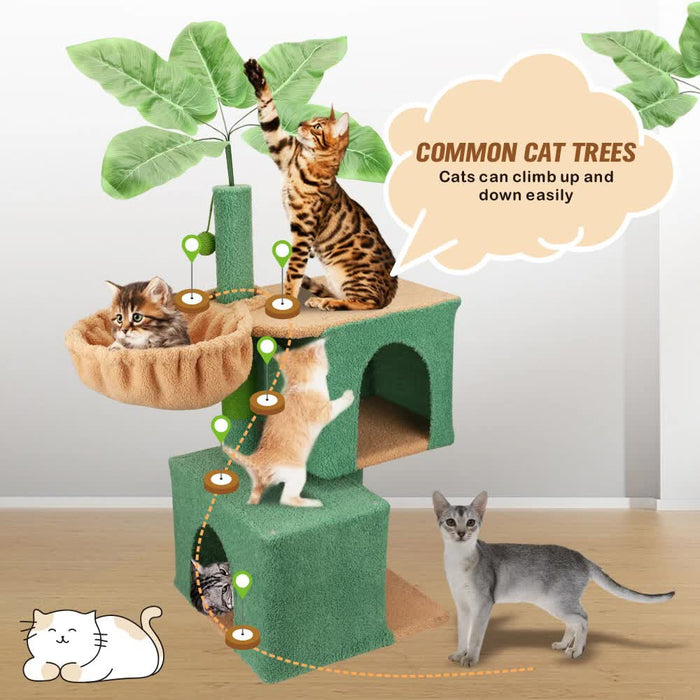 1.1M Cat Tree Scratching Post Palm Tree Cat Post Dangling Balls Cat Toy