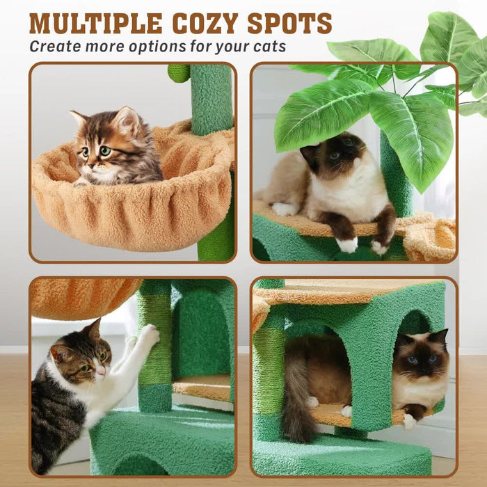1.1M Cat Tree Scratching Post Palm Tree Cat Post Dangling Balls Cat Toy