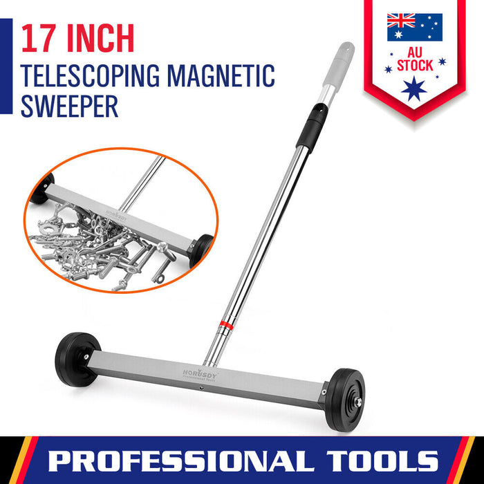 17Inch Telescoping Magnetic Sweeper Magnet Broom Rolling Pick Up 8.8Lbs Portable