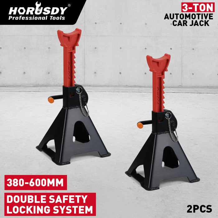 2Pcs 3 Ton Jack Stands Double Lock Adjustable Truck Ratchet Lift Hoist