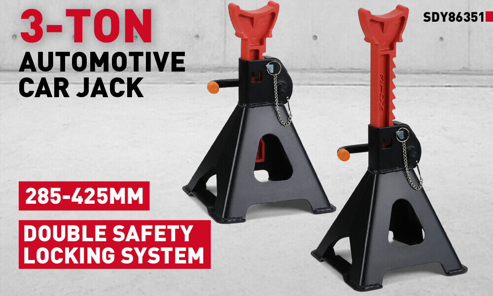 2Pcs 3 Ton Jack Stands Double Lock Adjustable Truck Ratchet Lift Hoist