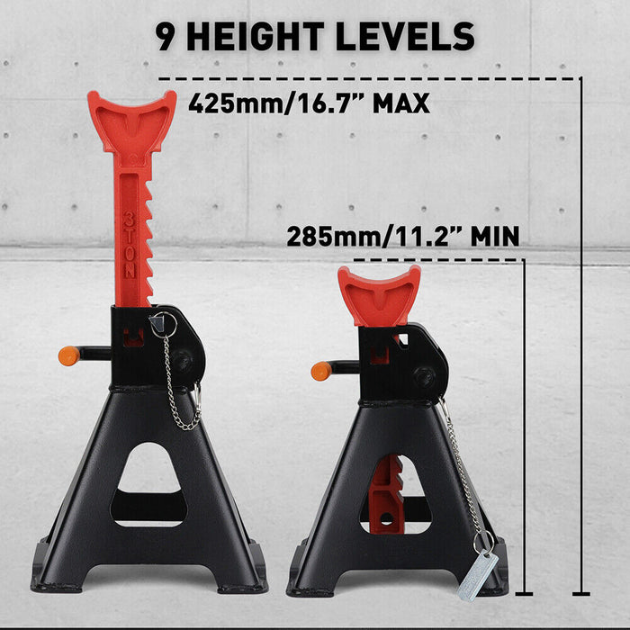2Pcs 3 Ton Jack Stands Double Lock Adjustable Truck Ratchet Lift Hoist