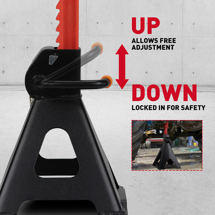 2Pcs 3 Ton Jack Stands Double Lock Adjustable Truck Ratchet Lift Hoist