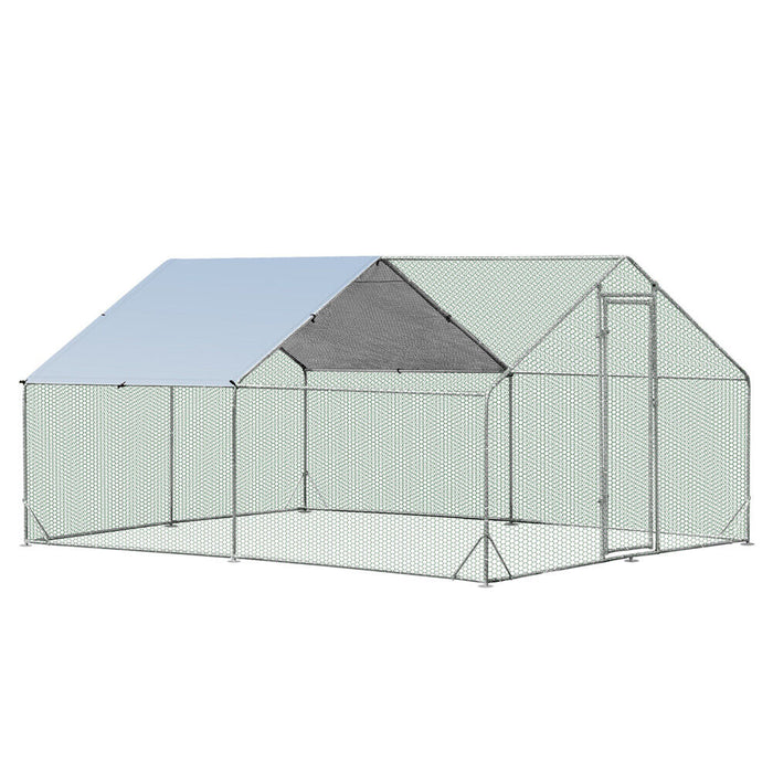 3X4X1.95M Metal Walk-In Chicken Coop Rabbit Hutch Cage Hen House Chook Au