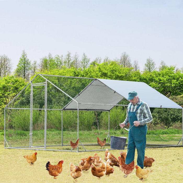3X4X1.95M Metal Walk-In Chicken Coop Rabbit Hutch Cage Hen House Chook Au