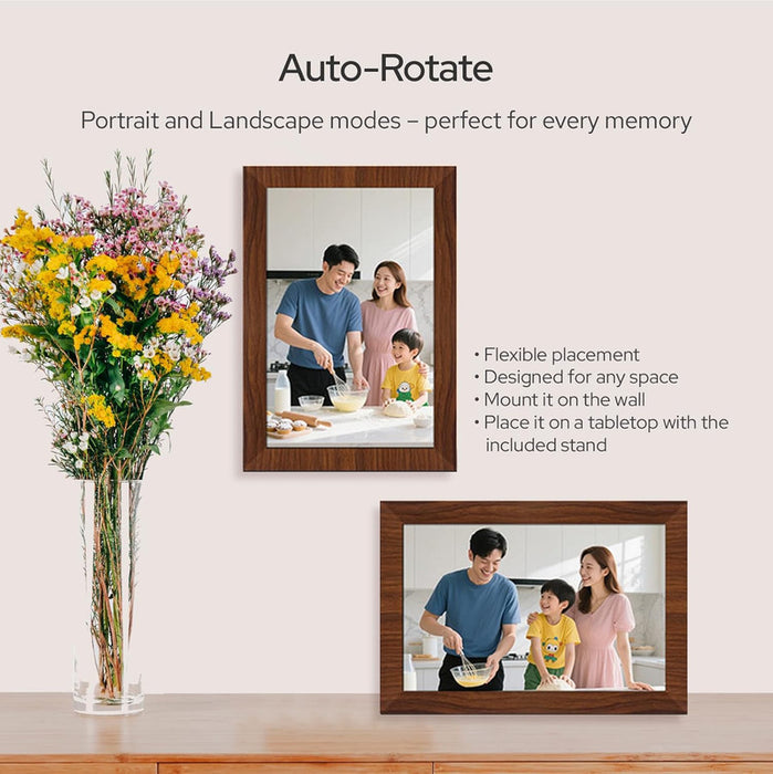10.1 Inch Digital Picture Frame - 1280 * 800 Hd Wifi Enabled With Load From Phone Capability 32Gb Memory Touch Screen Photo Display Brown