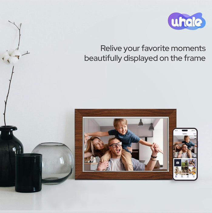 10.1 Inch Digital Picture Frame - 1280 * 800 Hd Wifi Enabled With Load From Phone Capability 32Gb Memory Touch Screen Photo Display Brown