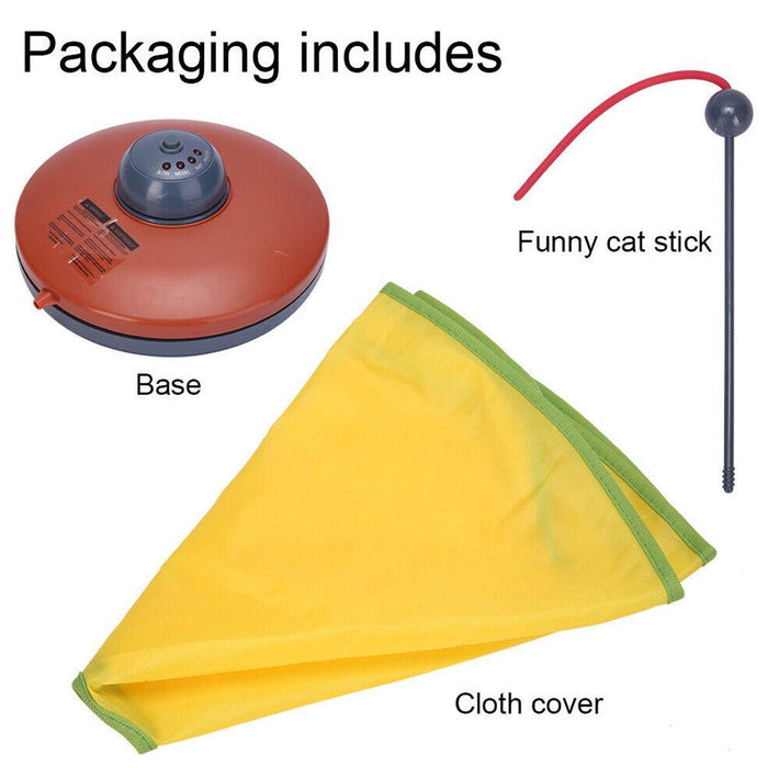 Interactive Electric Cat Toy With Rotating Wand And Nylon Cover 4 Speed Modes