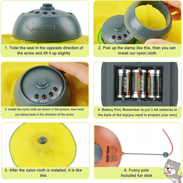 Interactive Electric Cat Toy With Rotating Wand And Nylon Cover 4 Speed Modes