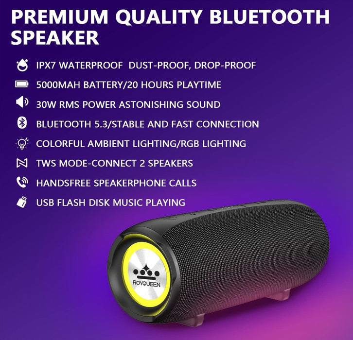 30W Ip67 Waterproof And Dustproof Wireless Dual Pairing Built-In Mic Loud Stereo Sound Portable Speaker