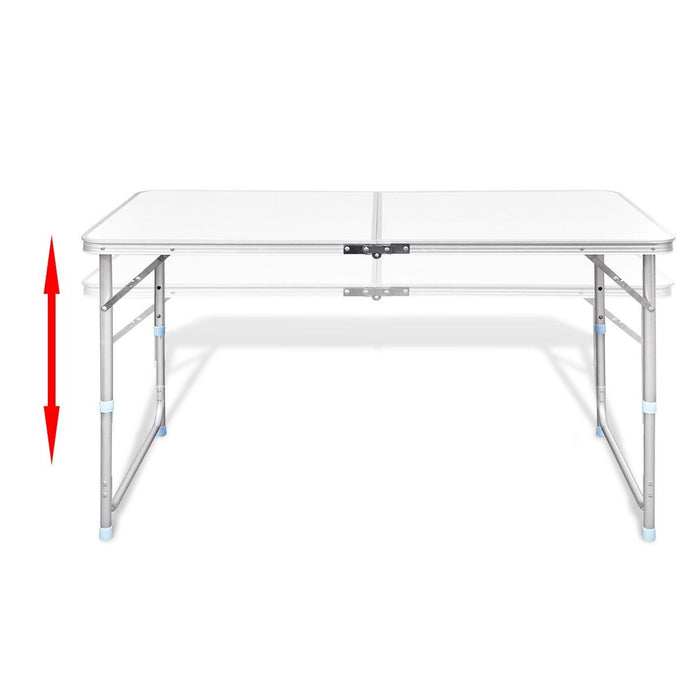 Aluminium Folding Portable Garden Camping Picnic Bbq Table Height Adjustable 120 X 60 Cm - White