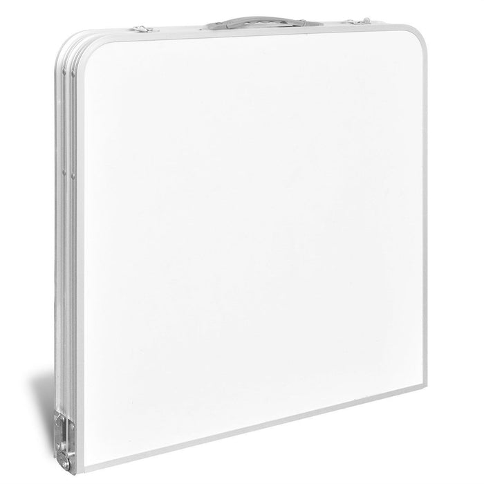 Aluminium Folding Portable Garden Camping Picnic Bbq Table Height Adjustable 120 X 60 Cm - White