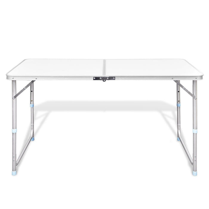 Aluminium Folding Portable Garden Camping Picnic Bbq Table Height Adjustable 120 X 60 Cm - White