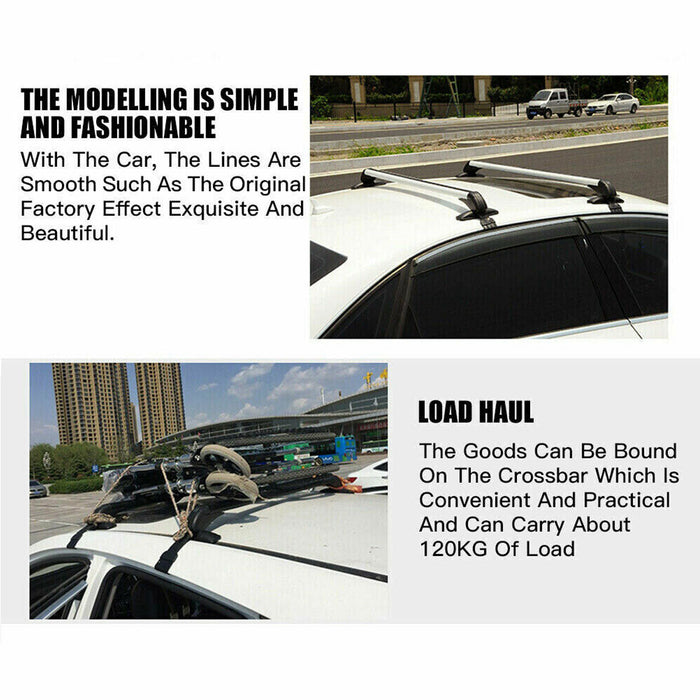 105Cm Universal Car Roof Racks Carrier Adjustable Cross Bars Aluminium Alloy Lockable