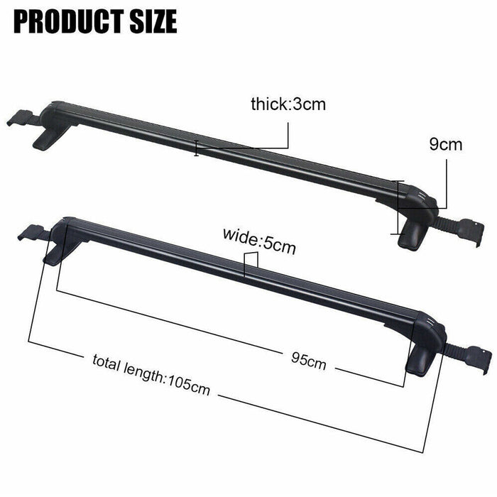 105Cm Universal Car Roof Racks Carrier Adjustable Cross Bars Aluminium Alloy Lockable