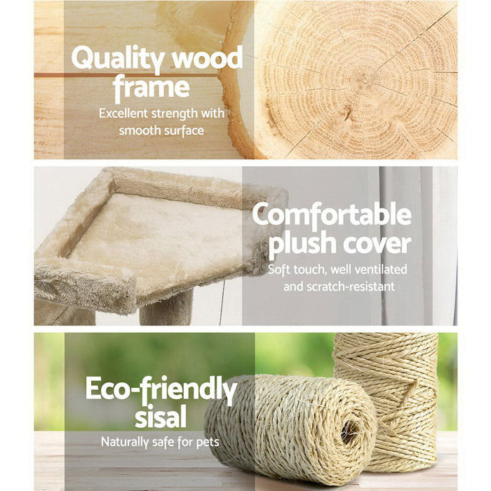 170Cm Cat Tree Scratching Post Scratcher Pole Gym Toy House Furniture Multilevel - Beige