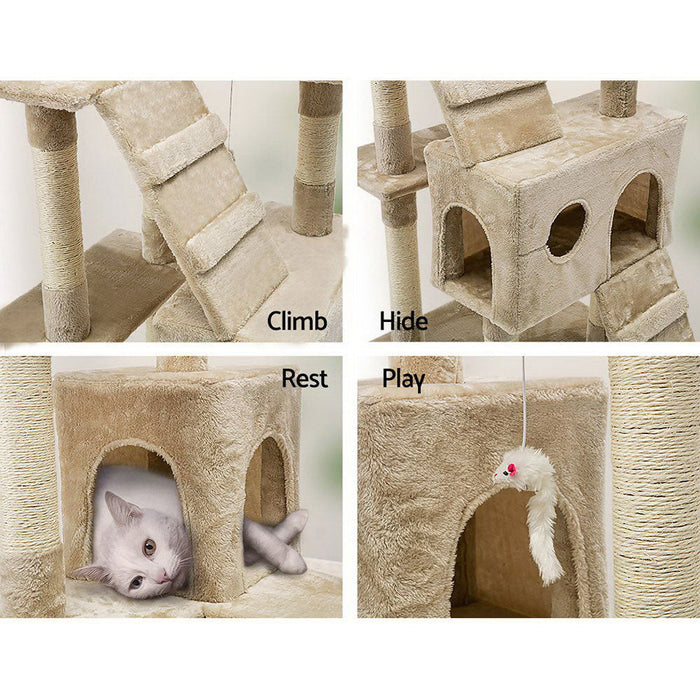 170Cm Cat Tree Scratching Post Scratcher Pole Gym Toy House Furniture Multilevel - Beige