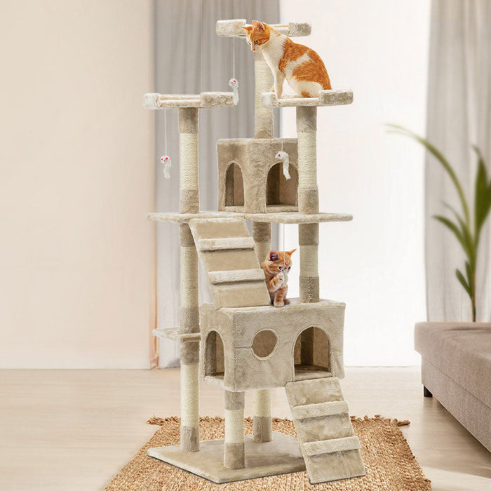 170Cm Cat Tree Scratching Post Scratcher Pole Gym Toy House Furniture Multilevel - Beige