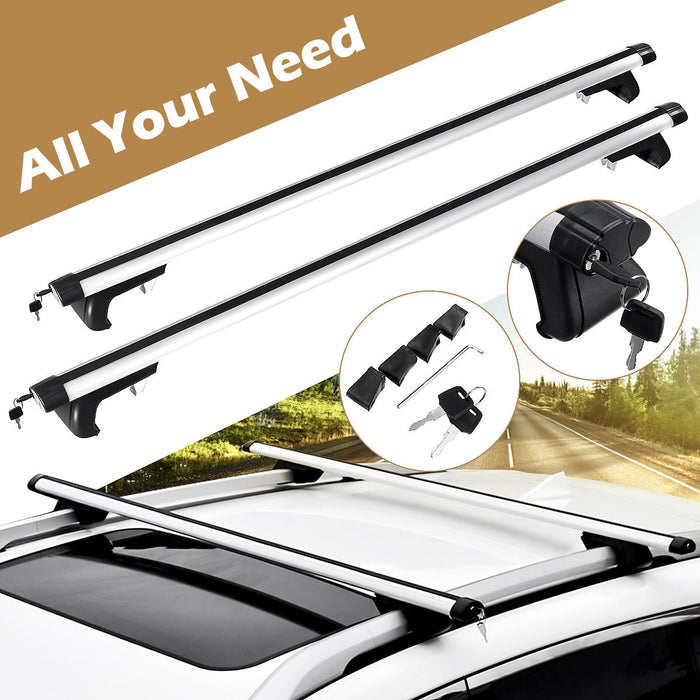 135Cm Universal Adjustable Aluminum Alloy Car Roof Rack Cross Bars Carrier Lock