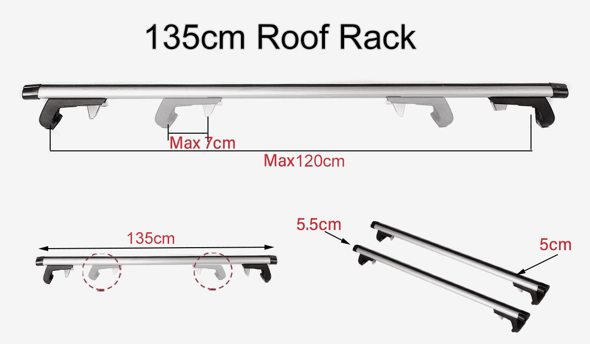 135Cm Universal Adjustable Aluminum Alloy Car Roof Rack Cross Bars Carrier Lock