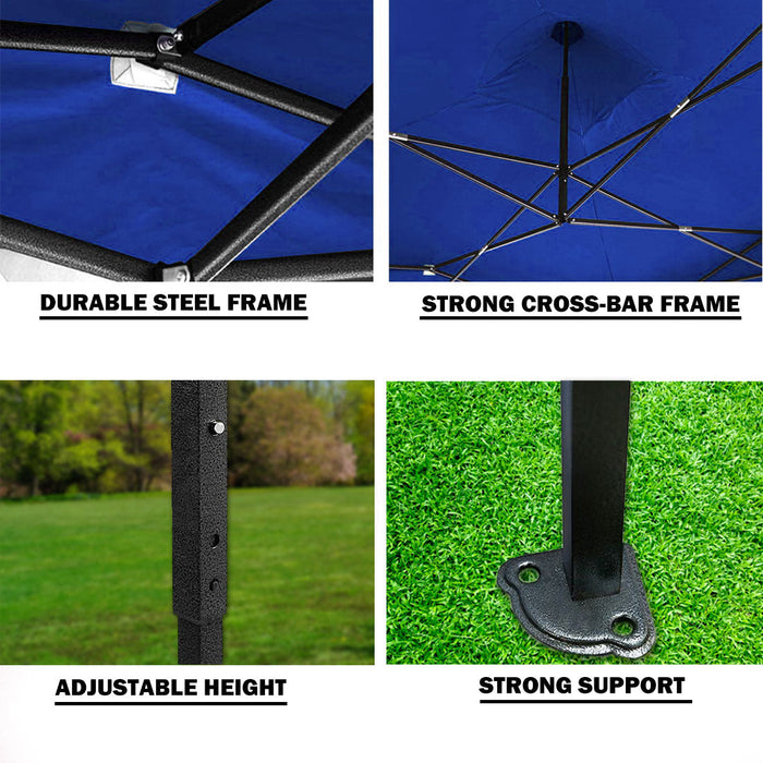 3X3M Pop Up Gazebo Outdoor Tent Folding Marquee Party Camping Market Canopy - Blue