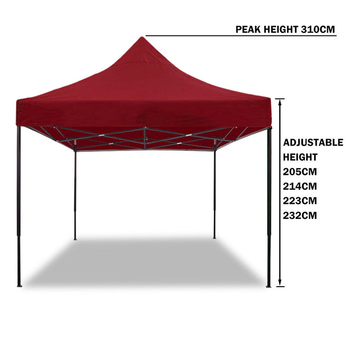 3X3M Pop Up Gazebo Outdoor Tent Folding Marquee Party Camping Market Canopy - Red