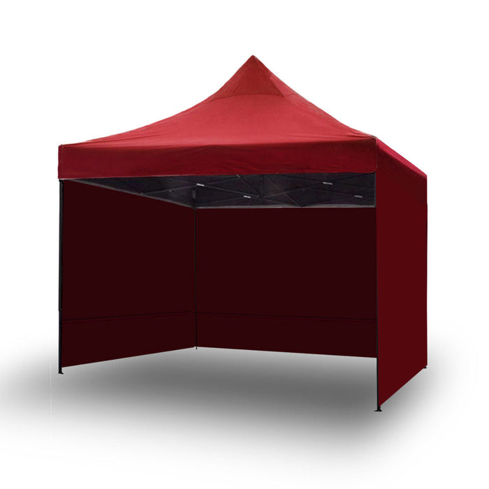 3X3M Pop Up Gazebo Outdoor Tent Folding Marquee Party Camping Market Canopy With Side Wall - Red