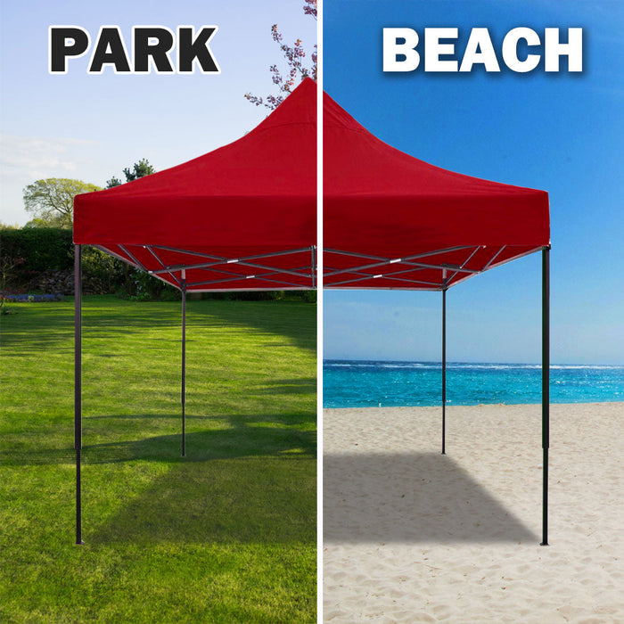 3X3M Pop Up Gazebo Outdoor Tent Folding Marquee Party Camping Market Canopy With Side Wall - Red