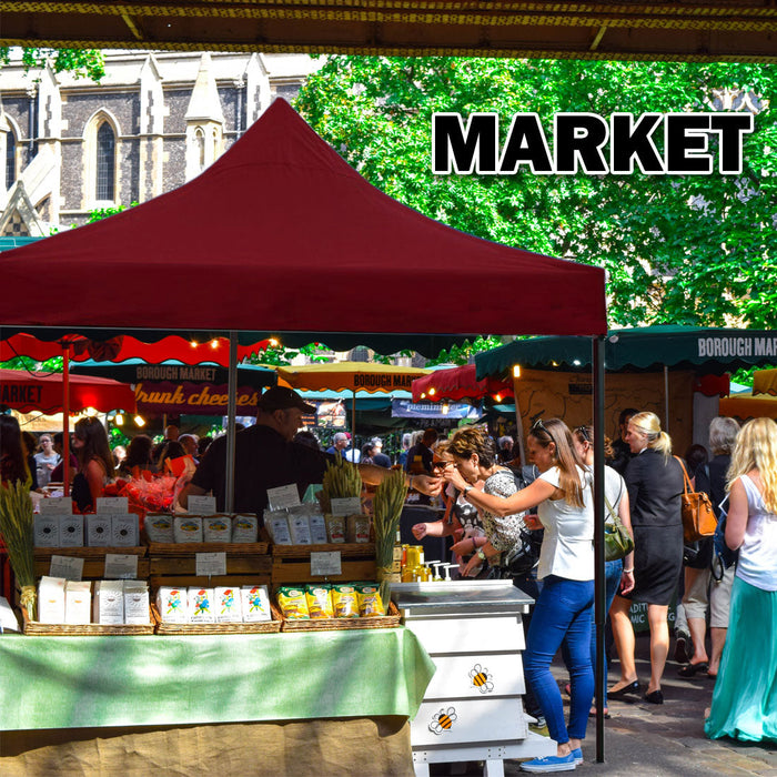 3X3M Pop Up Gazebo Outdoor Tent Folding Marquee Party Camping Market Canopy With Side Wall - Red