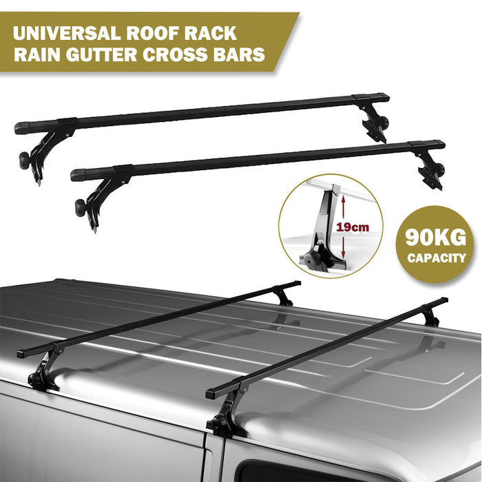 120Cm Universal Rain Gutter Car Roof Rack Cross Bars Black Adjustable Brackets Medium