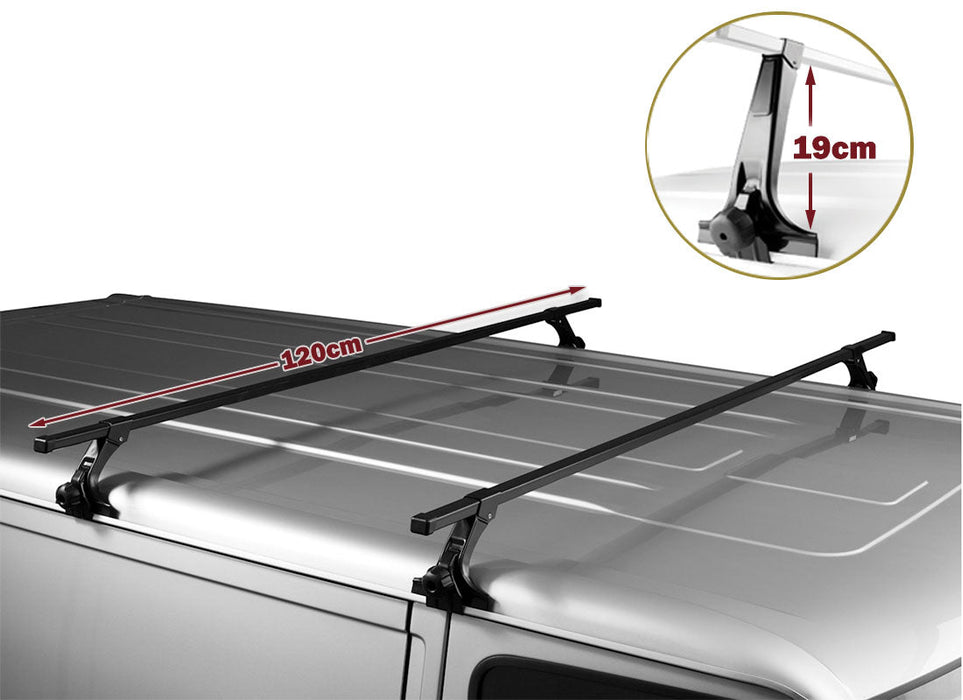 120Cm Universal Rain Gutter Car Roof Rack Cross Bars Black Adjustable Brackets Medium