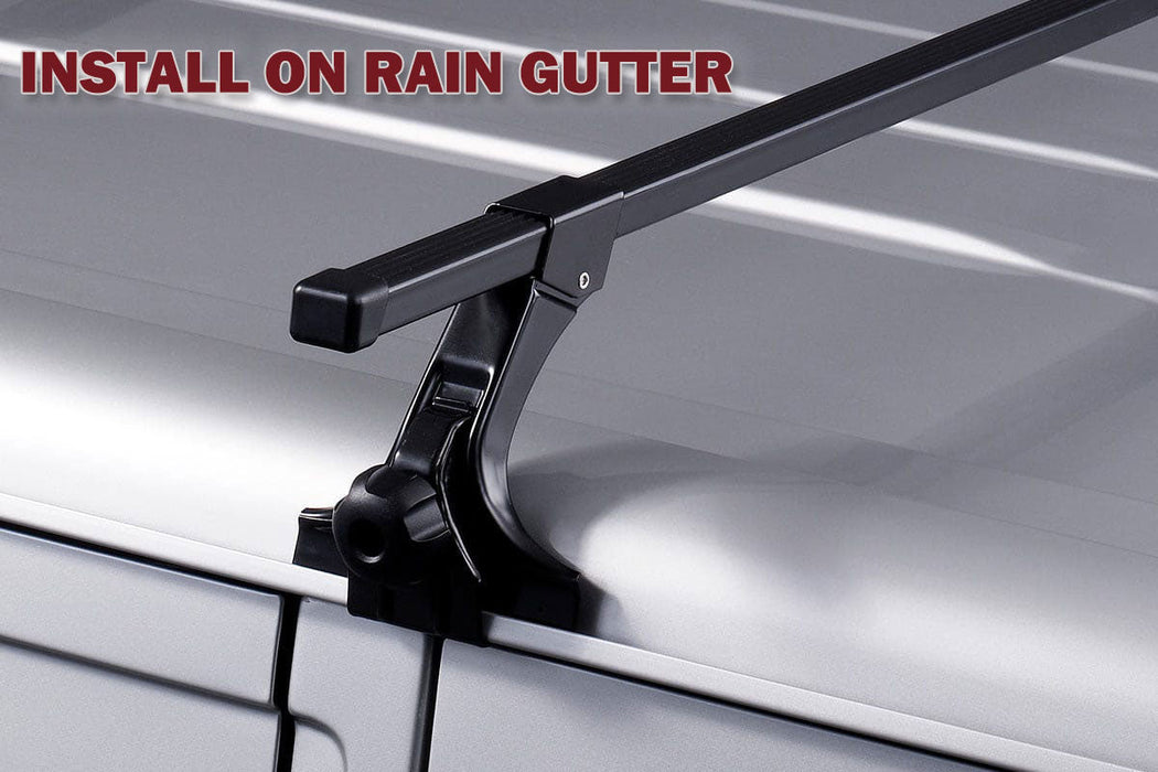 120Cm Universal Rain Gutter Car Roof Rack Cross Bars Black Adjustable Brackets Medium