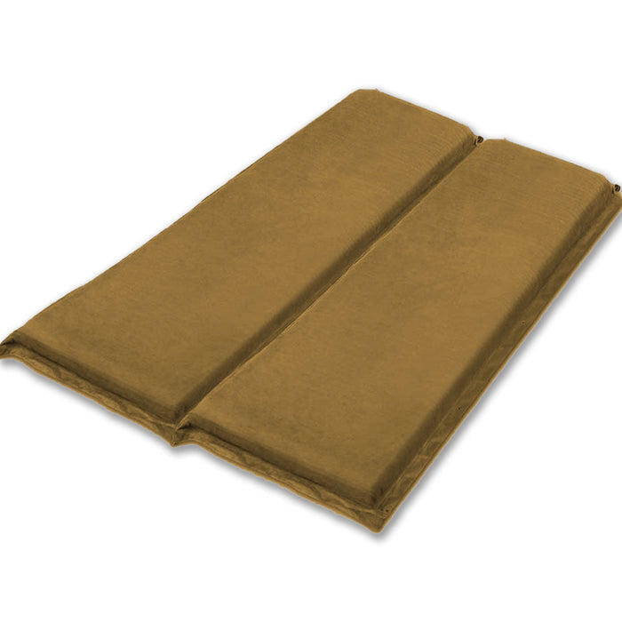 Double Self Inflating Mattress Sleeping Sedue Mat Air Bed Camping Camp Hiking Joinable - Beige