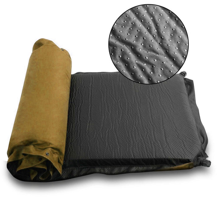 Double Self Inflating Mattress Sleeping Sedue Mat Air Bed Camping Camp Hiking Joinable - Beige