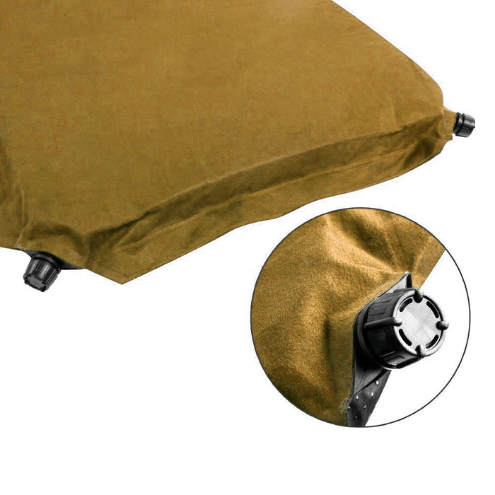 Double Self Inflating Mattress Sleeping Sedue Mat Air Bed Camping Camp Hiking Joinable - Beige